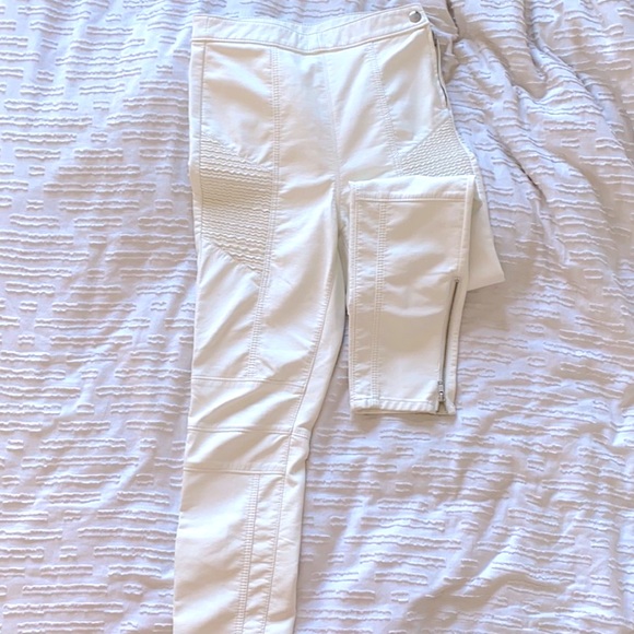 White vegan leather pants